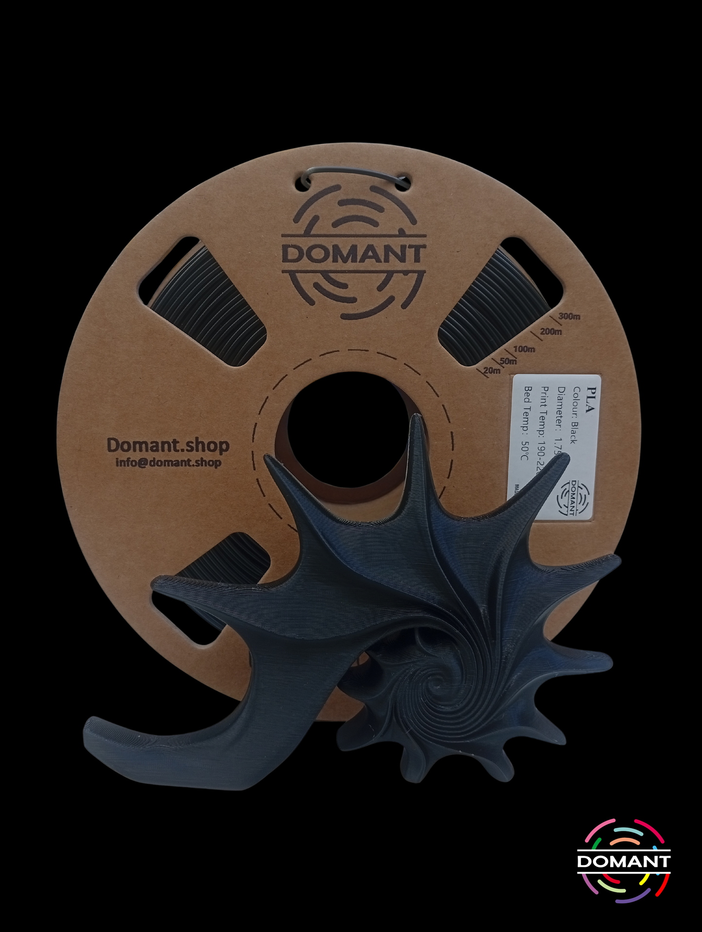 Filamento PLA Negro 1.75mm 1kg | Acabado Profesional y Limpio | DOMANT