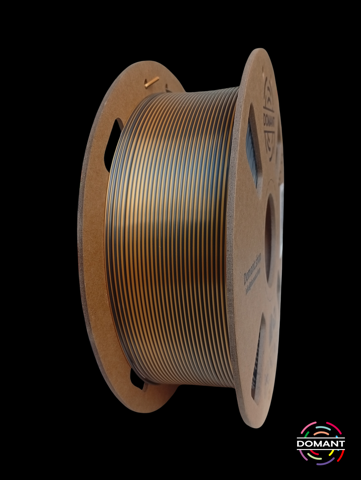 PLA Seda Dualcolor Dorado/Negro | Filamento 3D Bicolor Efecto Seda 1.75mm 1kg DOMANT