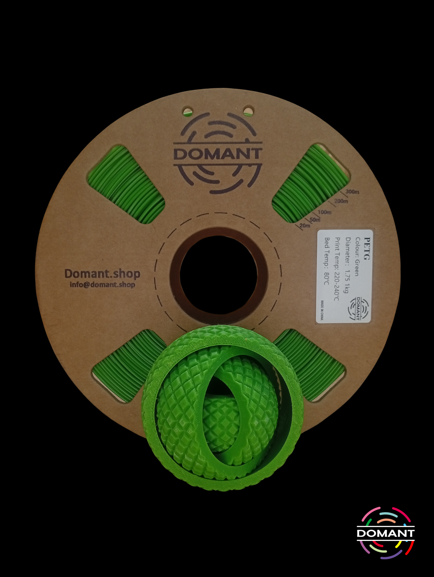 Filamento PETG Verde 1.75mm 1kg | Alta Resistencia y Color Vivo | DOMANT