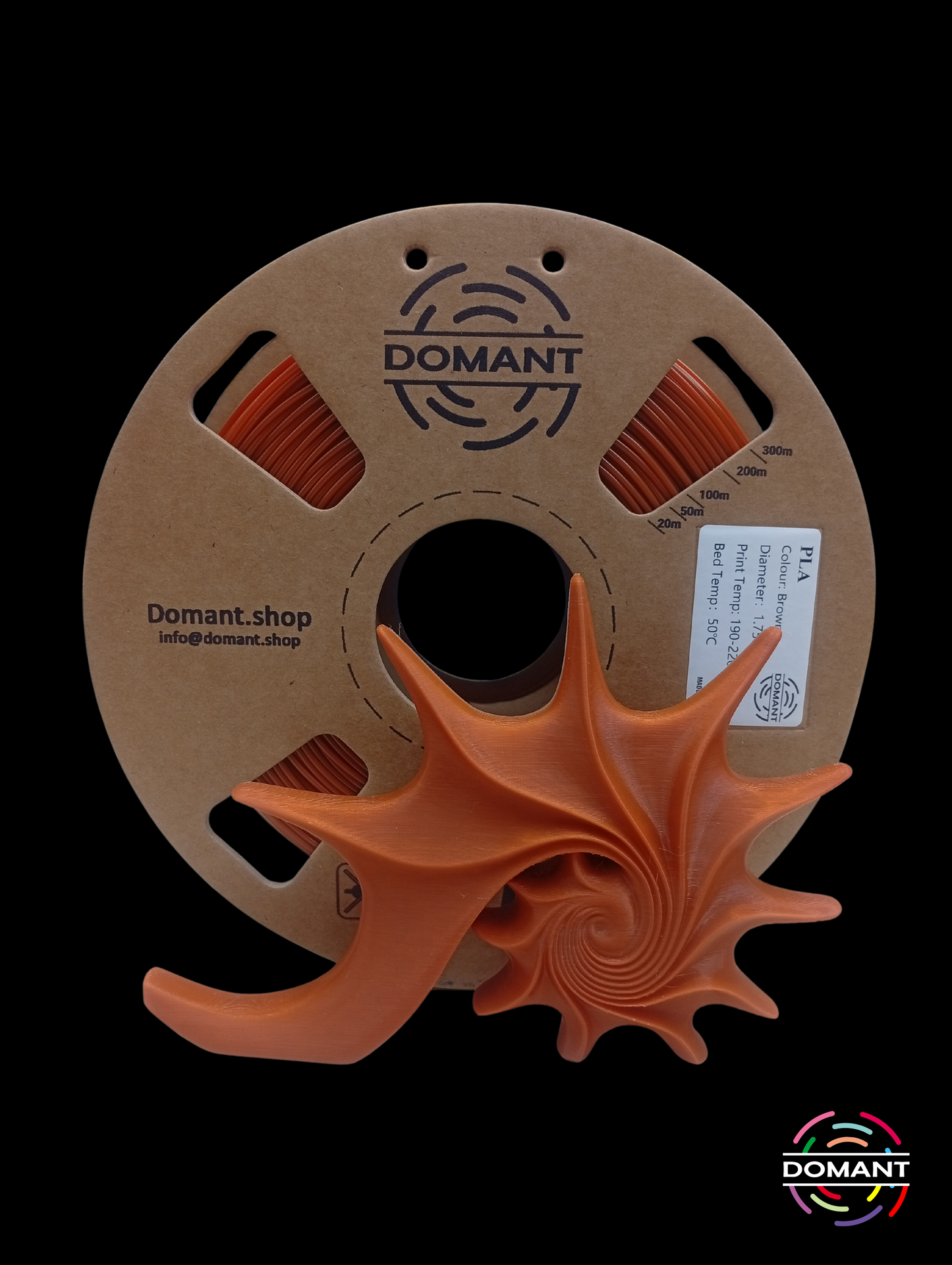 Filamento PLA Marrón 1.75mm 1kg | Ideal para Piezas Naturales y Decorativas | DOMANT