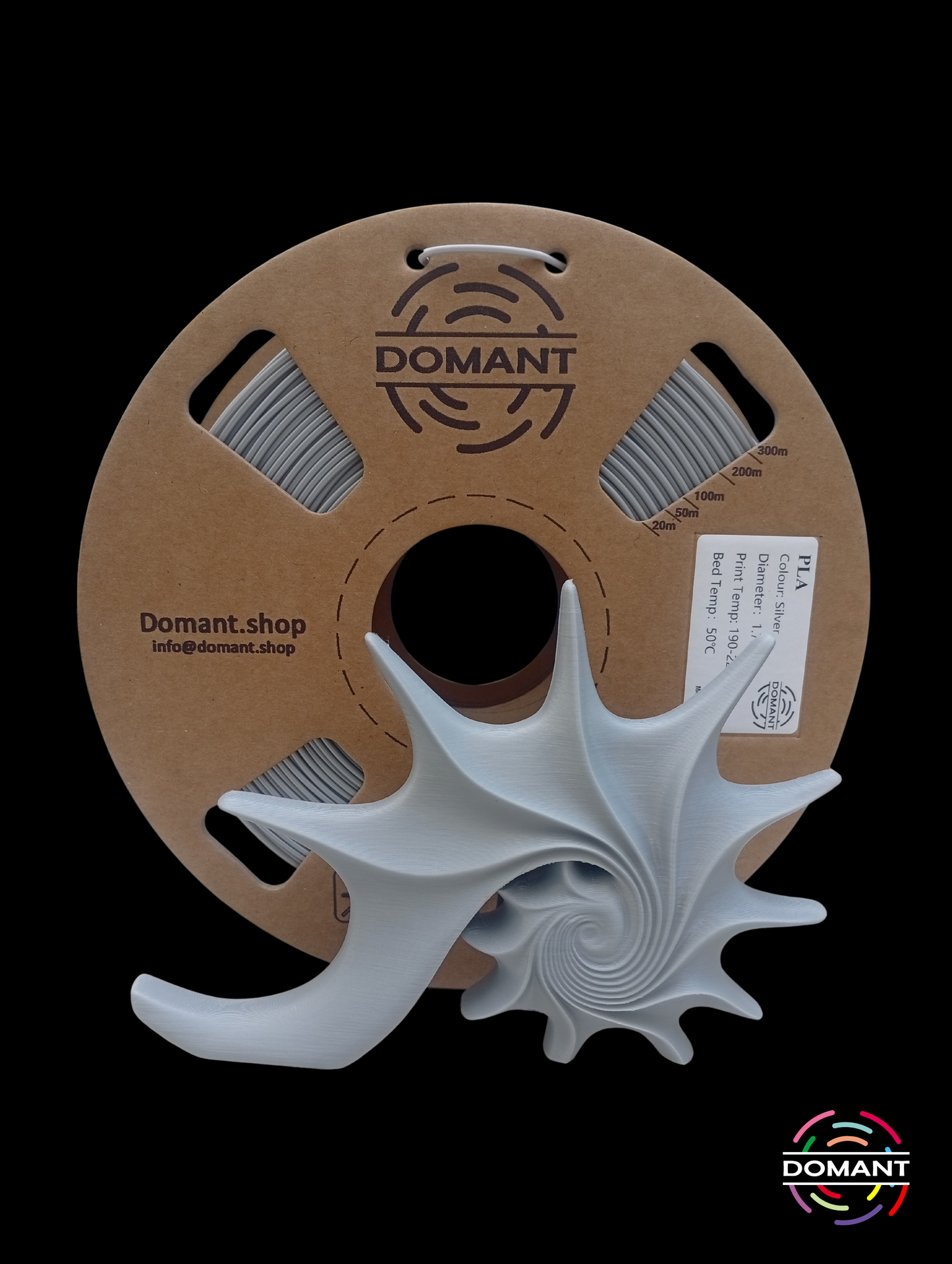 Filamento PLA Plata 1.75mm 1kg | Acabado Metálico para Piezas Profesionales | DOMANT