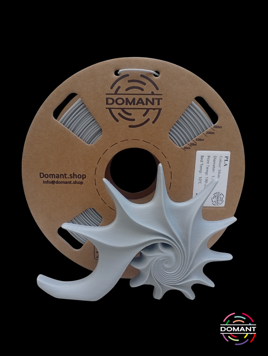Filamento PLA Plata 1.75mm 1kg | Acabado Metálico para Piezas Profesionales | DOMANT