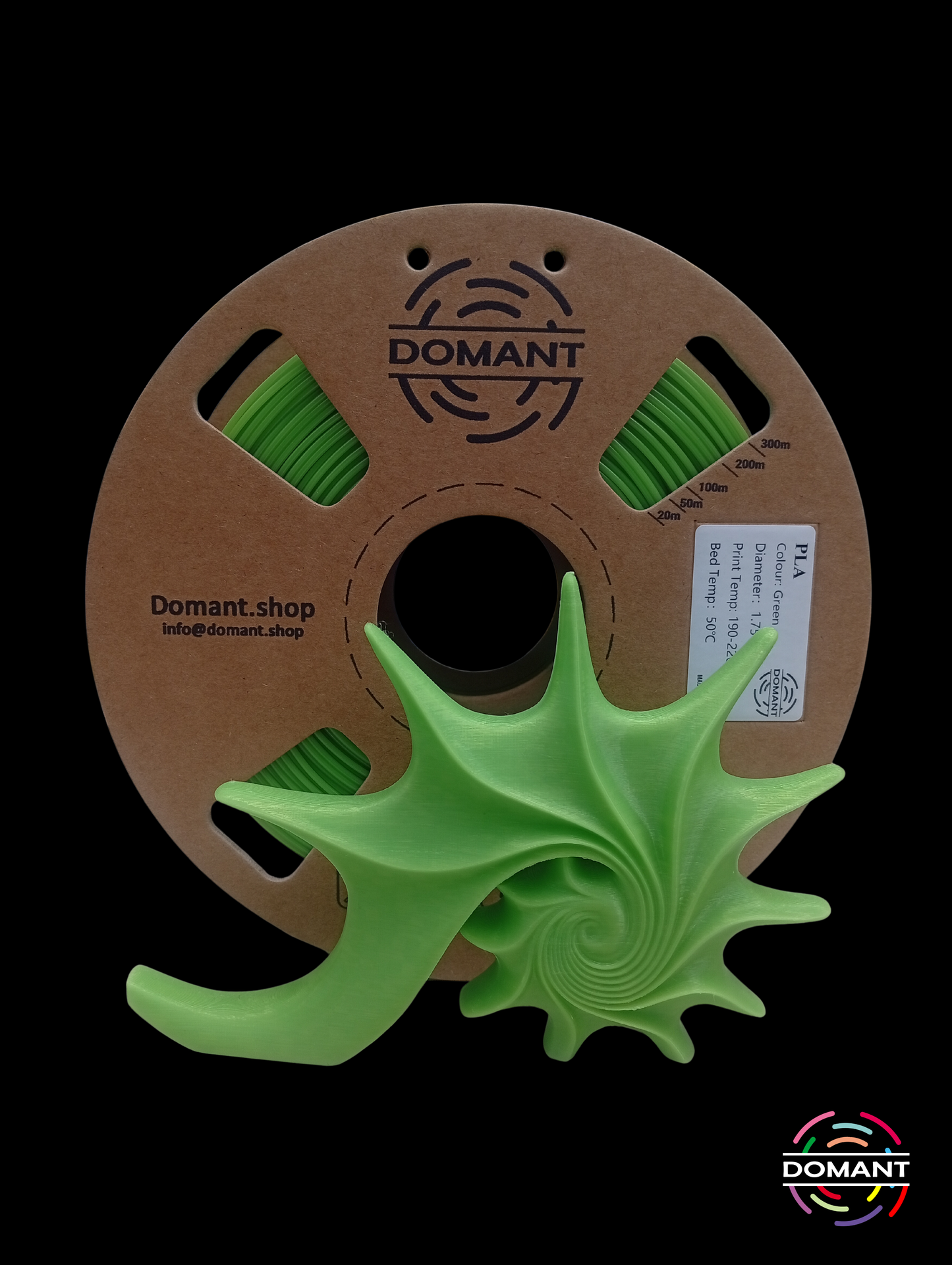Filamento PLA Verde 1.75mm 1kg | Ideal para Prototipos y Piezas Visuales | DOMANT
